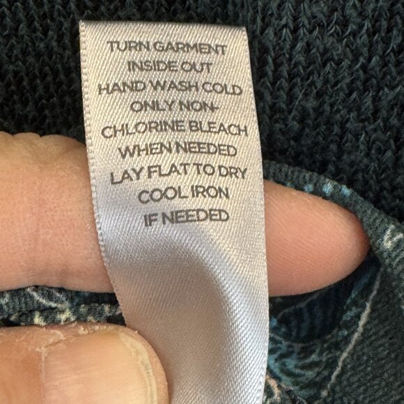 Avenue 22/24 Dark Green Heathered Knit Tunic Sweater w/Chiffon Floral Hem EUC - Picture 5 of 6